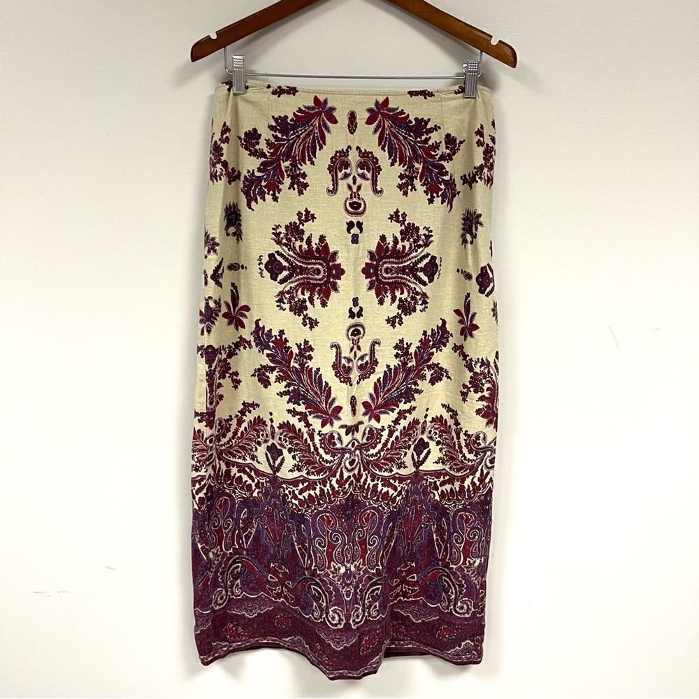 Norton McNaughton Cream and Purple Maxi Skirt